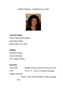 SARAH EKDAWI : CURRICULUM VITAE