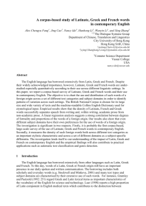An Empirical Survey of French, Latin and Greek Words in the