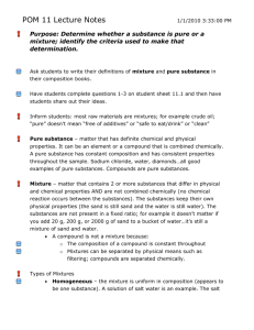 Purpose: Determine whether a substance is pure or a mixture