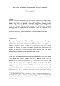 4. Nonverbal Affiliative Phenomena in Mandarin Chinese Talk