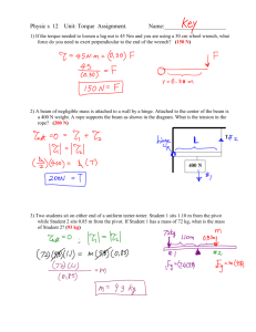 Physic s 12 Unit: Torque Assignment