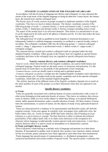 STYLISTIC CLASSIFICATION OF THE ENGLISH VOCABULARY In