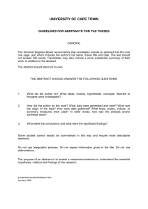 GUIDELINES FOR ABSTRACTS FOR PhD THESES