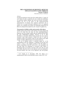THE ACQUISITION OF DEFINITE ARTICLES AND