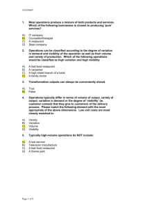 Answers to Multi choice session 1a introduction to Operations