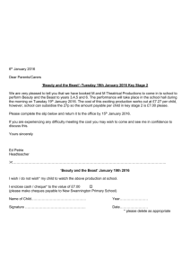 Panto KS2 Beauty and the Beast Jan 2016