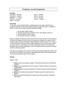 Vocabulary Journal Assignment