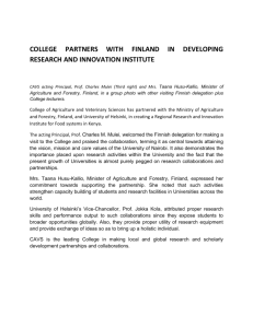COLLEGE PARTNERS WITH FINLAND IN DEVELOPING