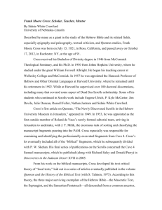 Frank Moore Cross: Scholar, Teacher, Mentor