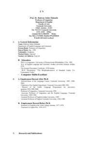 C V Prof. Dr. Radwan Salim Mahadin Professor of Linguistics
