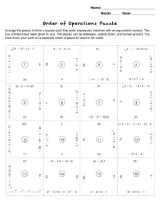 Order of Operations Puzzle