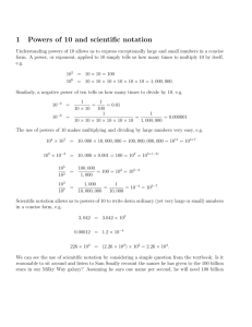 1 Powers of 10 and scientific notation