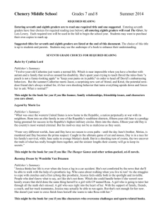 Reading List for 7 - Belmont Public Schools