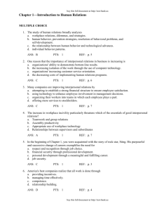 Chapter 1—Introduction to Human Relations - Test