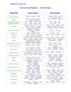 Crossword Puzzles - Answer Key -...Crossword Puzzles