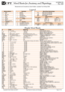 Word Roots for Anatomy and Physiology