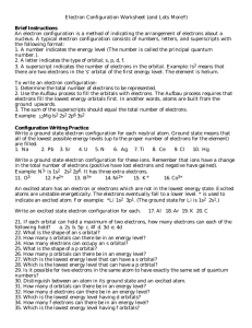 Electron Configuration Worksheet