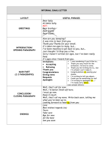 INFORMAL EMAIL/LETTER LAYOUT USEFUL PHRASES