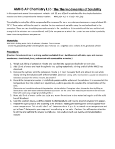 AMHS AP Chemistry Lab: The Thermodynamics of Solubility