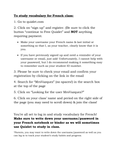 To study vocabulary for French class: 1. Go to quizlet.com 2. Click on