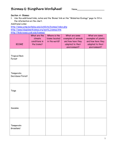 Biomes & Biosphere Worksheet