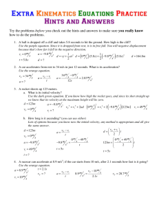 Extra Kinematics Equations Answers