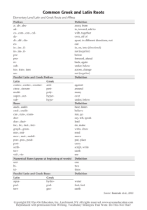 Common Greek and Latin Roots