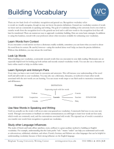 Building Vocabulary - Writing Center
