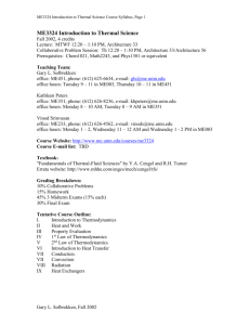 ME3324 Introduction to Thermal Science