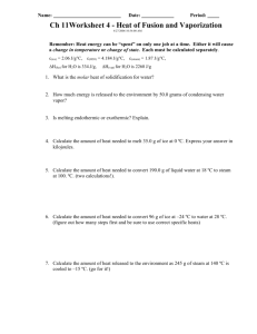 10: Heat of Fusion and Vaporization— Worksheet #2