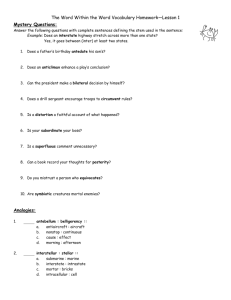 The Word Within the Word Vocabulary Homework - chssenglish9-10