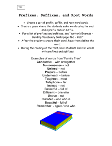 Prefixes, Suffixes, and Root Words