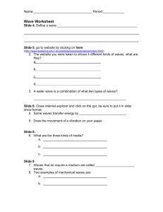 Name: Period:______ Wave Worksheet Slide 4. Define a wave