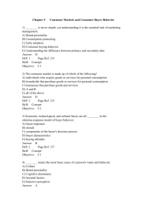 Chapter 5 Consumer Markets and Consumer Buyer Behavior