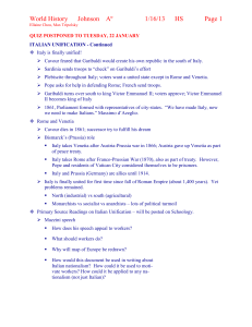 World History notes 1-15-13 Italian Unification