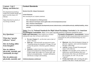 Content: Unit 3 Biology and Behavior: Developmental psychology