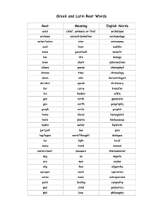 Greek and Latin Root Words