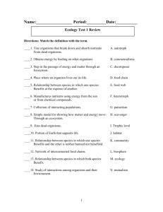 Ecology Test 1 Review - Kenton County Schools