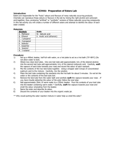 SCH4U: Preparation of Esters Lab - SCH4U-SRB