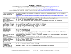 Regulatory References Army regulations may be accessed at the