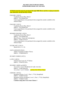 Sophomore Book List - De Smet Jesuit High School