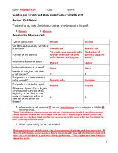 Genetics Unit Test Study Guide Answer Key