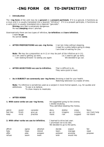 -ING FORM OR TO