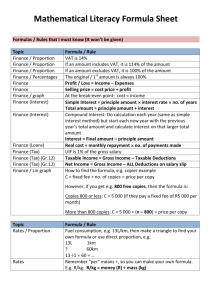 Mathematical Literacy Formula Sheet