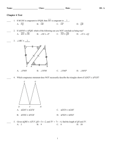 Geometry Fall 2012 Review Chapter 4 Test