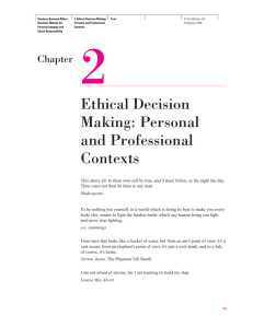 Ethical Decision Making: Personal and Professional Contexts