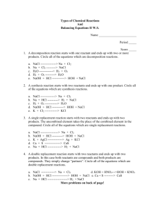 Types of Chemical Reactions