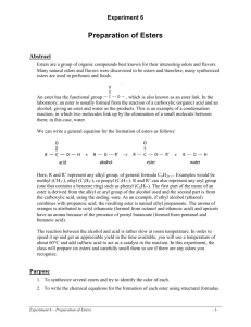 Lab: Preparation of Esters