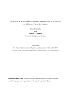 The French-as-a-second-language Learning Experience of