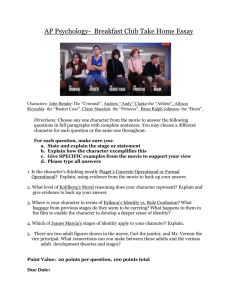 AP Psychology- Breakfast Club Take Home Essay